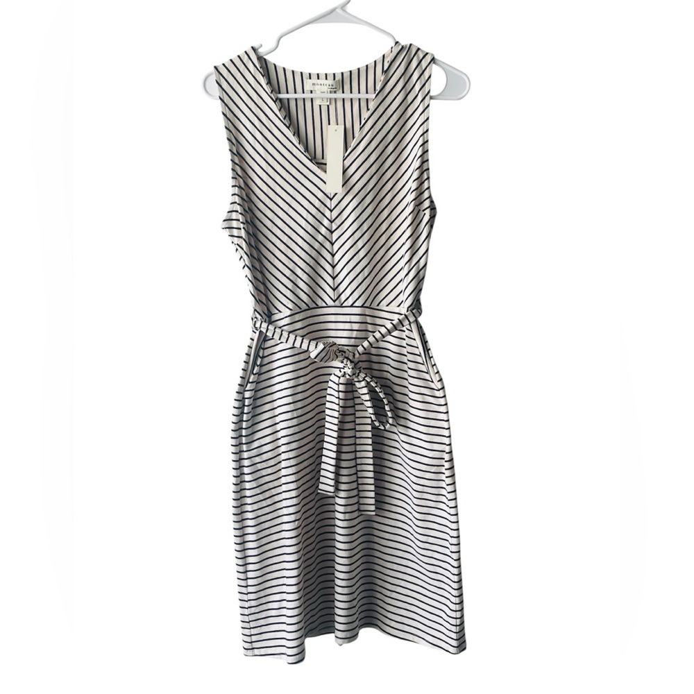Monteau Striped V-Neck Midi Dress